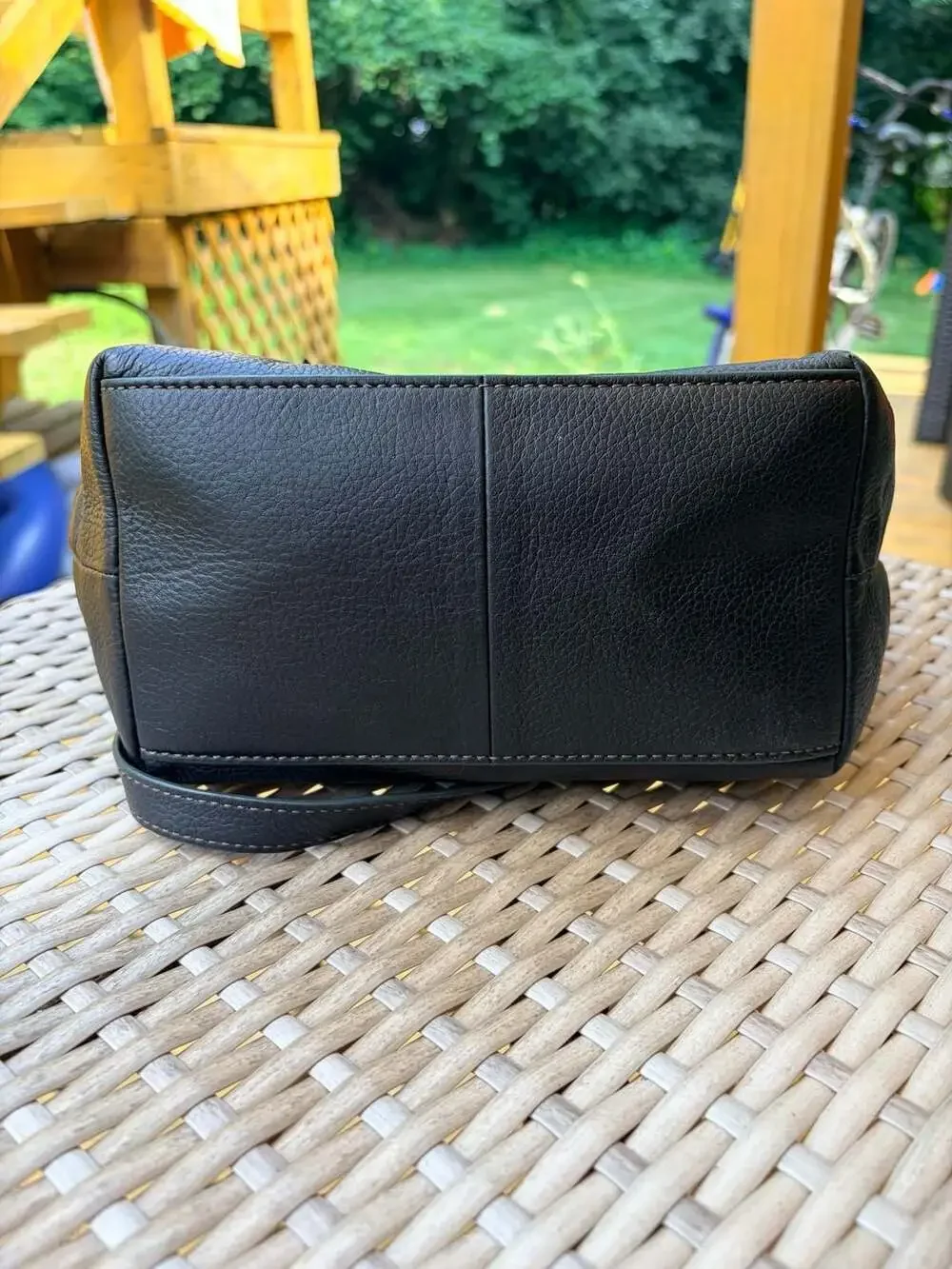 Fossil Issue No. 1954 Black Leather Tote Bag with Cherry Charm